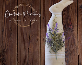 Primitive Farmhouse Spring Rabbit Minimalist Country Toweling Digital Pattern by Chickadee Primitives