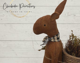 NEW!!!!  Primitive Farmhouse Spring Rabbit with Jute Bucket Digital PATTERN ONLY