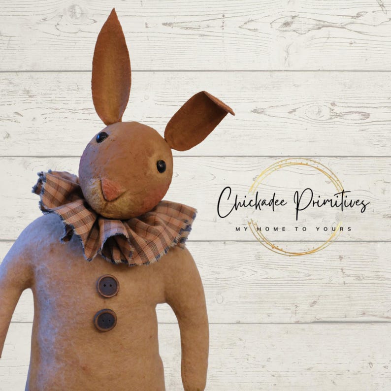 Primitive Farmhouse Fiber-clay and Cloth Spring Rabbit by Chickadee ...