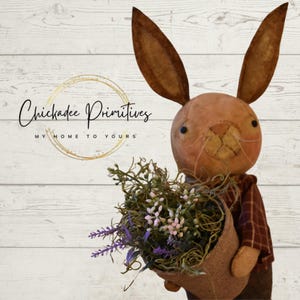 NEW!! Primitive Farmhouse Flower Garden Bunny Rabbit Digital Pattern by Chickadee Primitives PATTERN only