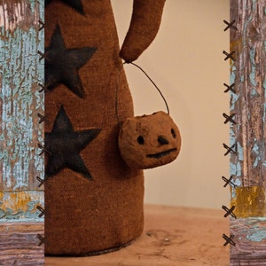 New Add-On Primitive Folk Art Peter Pumpkin Doll with Puffy Stars Pattern Fall Halloween image 5