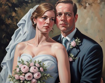 Oil Painting, Custom Wedding Portrait Painting, oil Custom Portrait,  portrait to order based on your photo, Portraits Rembrandt