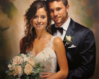 Oil Painting, Custom Wedding Portrait Painting, oil Custom Portrait,  portrait to order based on your photo, Portraits Rembrandt