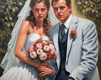 Oil Painting, Custom Wedding Portrait Painting, oil Custom Portrait,  portrait to order based on your photo, Portraits Rembrandt