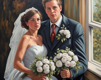 Oil Painting, Custom Wedding Portrait Painting, oil Custom Portrait,  portrait to order based on your photo, Portraits Rembrandt