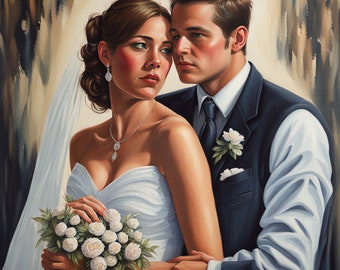 Oil Painting, Custom Wedding Portrait Painting, oil Custom Portrait,  portrait to order based on your photo, Portraits Rembrandt