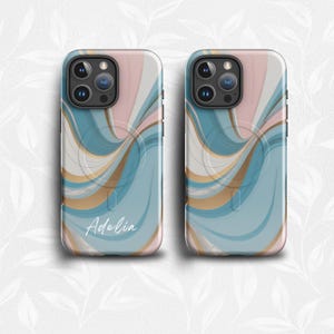 MagSafe iPhone 16 Pro Case, Blue Pink Marble iPhone Case for iPhone 14 15 16 Pro Plus Pro Max, Gift for Girlfriend Mother, Tough iPhone Case