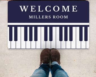 Personalized Piano Doormat, Welcome Doormat, Custom Name or Text Rug Home Decor, Birthday Gift, Gift for Soon Doughter, Gift Idea for Boys