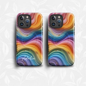 Personalized Abstract Rainbow iPhone Case: MagSafe Compatible