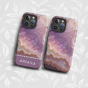 Purple Glitter iPhone Case: Personalized Dual Layer Tough Phone Cover