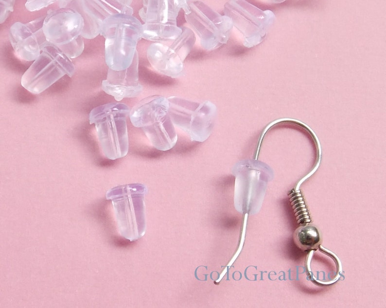 48 Bezel Plastic Earring Posts w Backs & Loop Cone Shaped