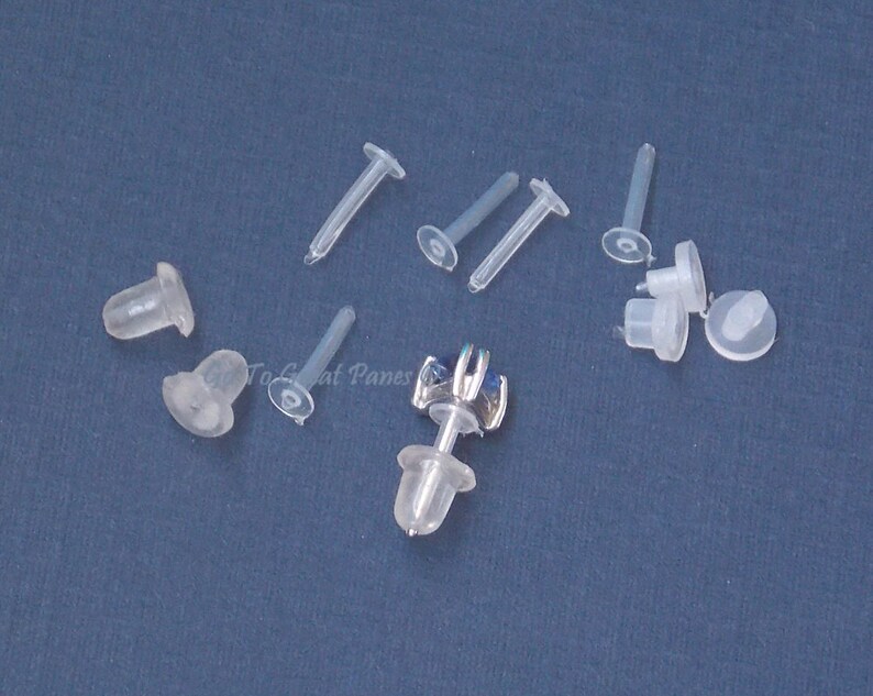 16 Earring Sleeves & Backs, Plastic Pierced Ear Sheath Protector for