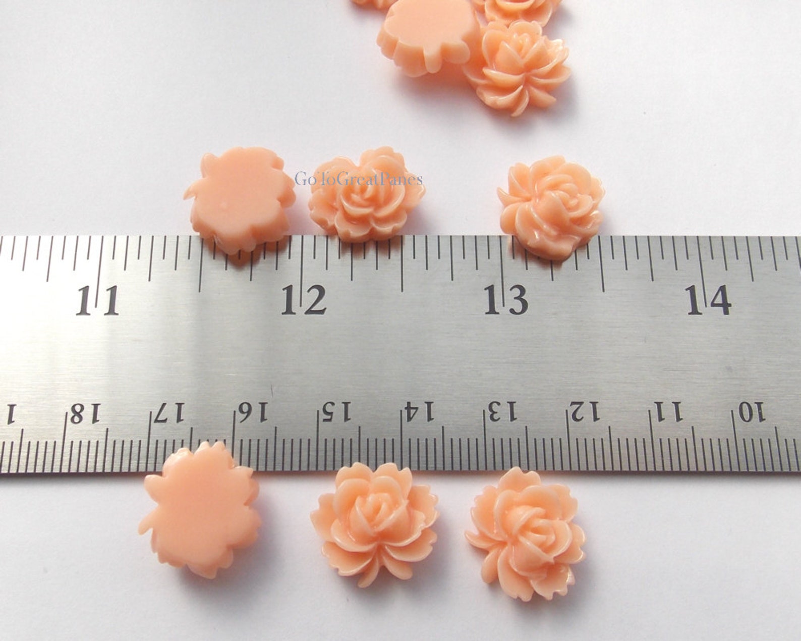 36 Peach Cabbage Rose Cabs 13.5x15mm Apricot Resin - Etsy