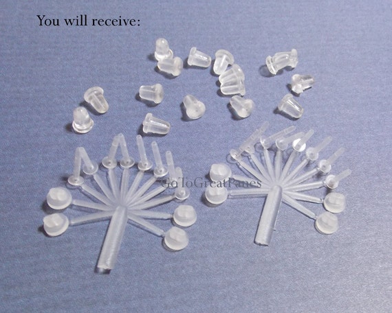 16 Earring Sleeves & Backs, Plastic Pierced Ear Sheath Protector