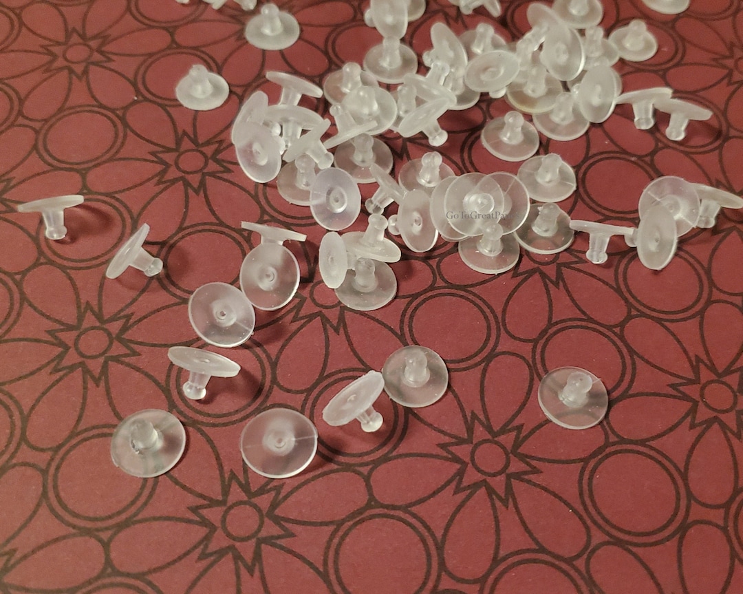 144 Large Flange Clear Plastic Earring Backs, 11mm Large, Plastic