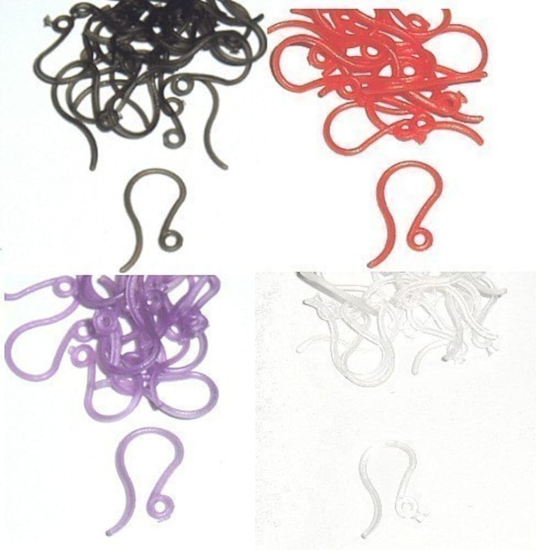 72 Plastic French Hooks/ear Wires Black Red Purple Etsy
