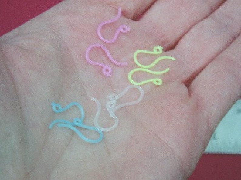 48 Plastic French Hooks/Ear Wires, BlueGreat for folks with metal allergies, makes 24 pairs of earrings image 2