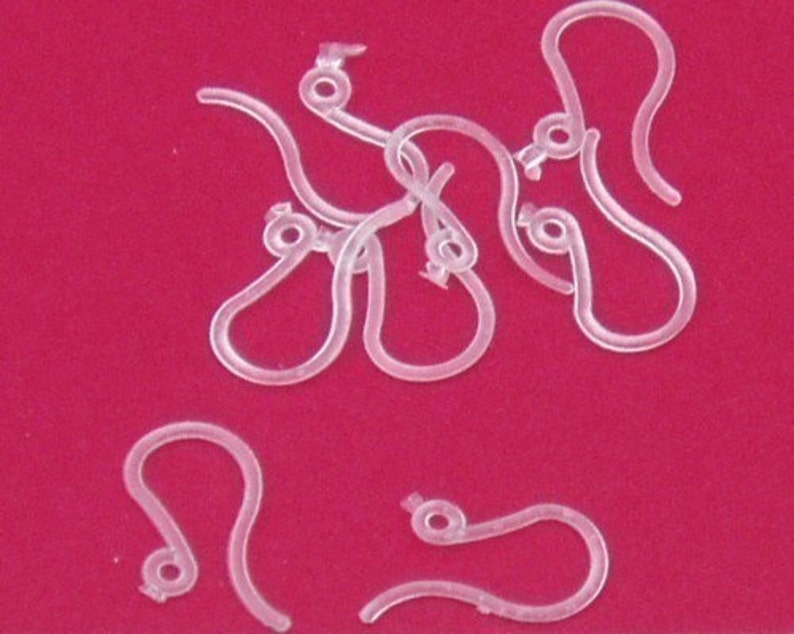 48 Plastic Ear Hooks / French Hook Ear Wires Cleargreat for Etsy