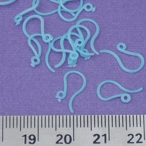 48 Plastic French Hooks/Ear Wires, BlueGreat for folks with metal allergies, makes 24 pairs of earrings image 1