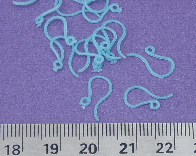 48 Plastic French Hooks/Ear Wires, BlueGreat for folks with metal allergies, makes 24 pairs of earrings image 1