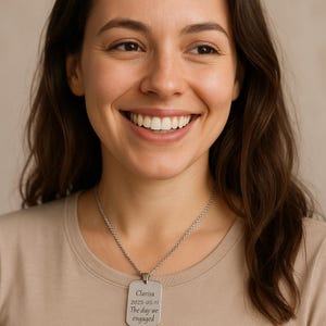 Personalized Dog Tag Necklace: Engraved Anniversary Pendant, Veteran Gift