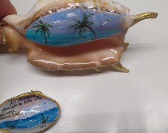 2 painted  scripture seashells with Isaiah 40:12 and Mark 9 23