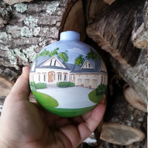 Hand painted 4 inch custom glass ornament painted with your house any season