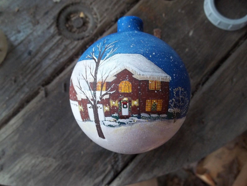 Custom hand painted shatter proof house ornament painted with your own home personalized for free image 1