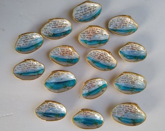 15 scènes de plage de palourdes et de coquillages peintes à la main avec des écritures expédiées gratuitement aux États-Unis