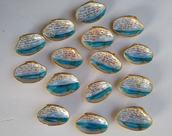 15 hand-painted butterfly clam seashells beach scenes with scriptures ships free in USA