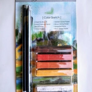 Kit Pastel Raffine Bastão de Grafite 2B, Lápis de Carvão Duro, Preto, Branco, Dourado, Marrom, Sanguíneo, Pastéis Umber Queimados, Fonte de Arte com Desconto