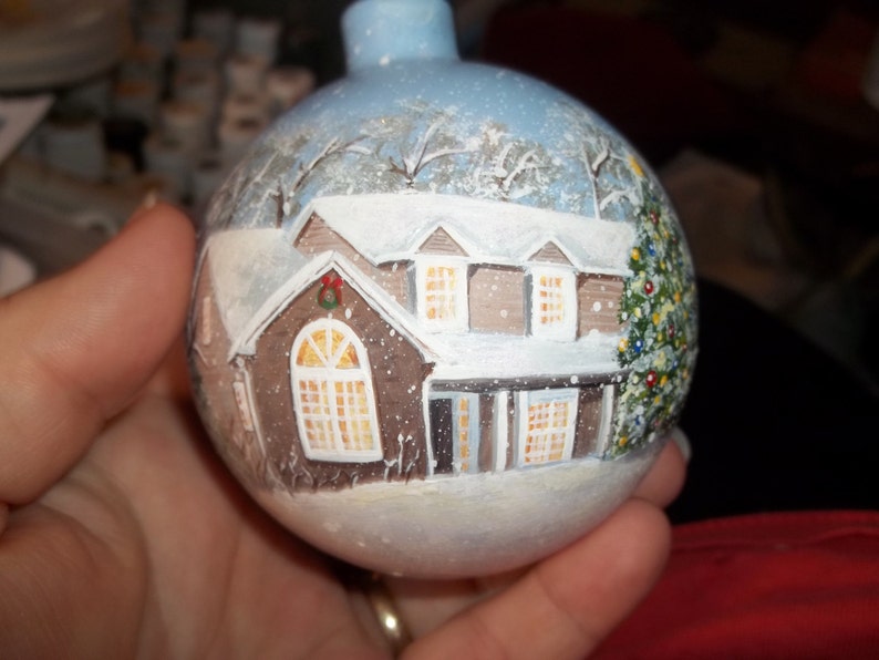 Custom Hand painted christmas ornamant personalized with your own home image 4