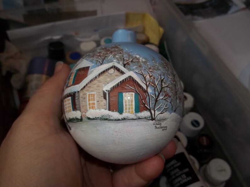 Custom Hand painted christmas ornamant personalized with your own home image 2