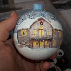 Custom Hand painted christmas ornamant personalized with your own home image 1