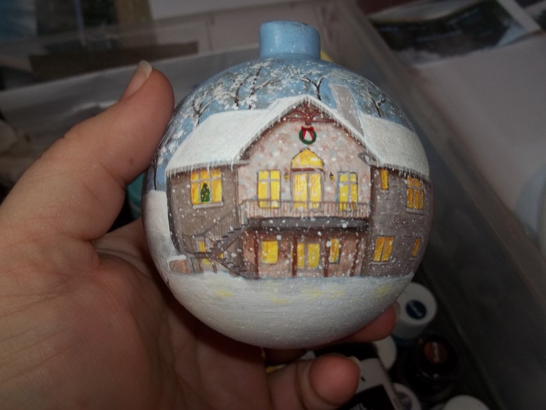 Custom Hand painted christmas ornamant personalized with your own home image 1