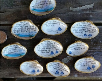 10 hand painted scripture shells made with butterfly clam shells