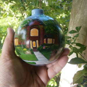 Custom hand painted 4 inch Christmas ornament  painted of your own home personalized for free shatterproof or glass