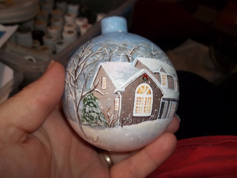 Custom Hand painted christmas ornamant personalized with your own home image 5