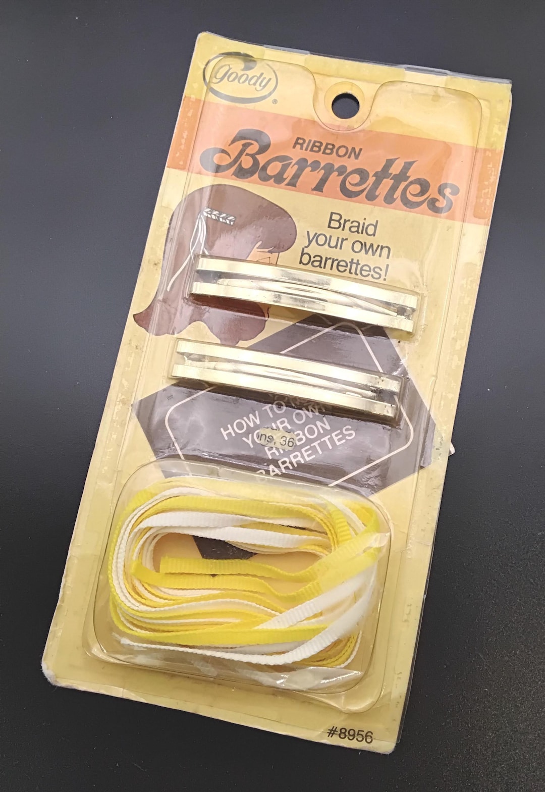 Vintage 80's Ribbon Barrettes Kit, Yellow & White, 1980s Barrette ...
