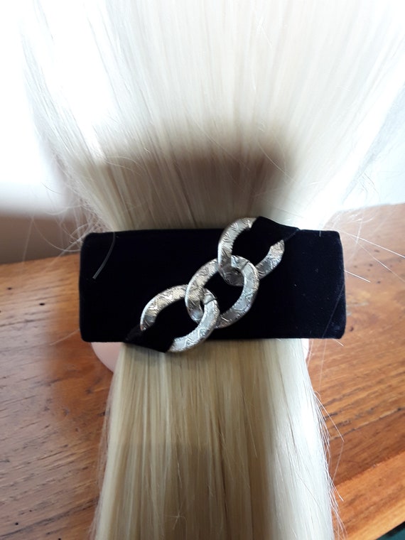 Vintage Black‎ Velvet Hair Accessory Black Vintage Velvet Hair Bow Clip - Elitaire Boutique main image 3