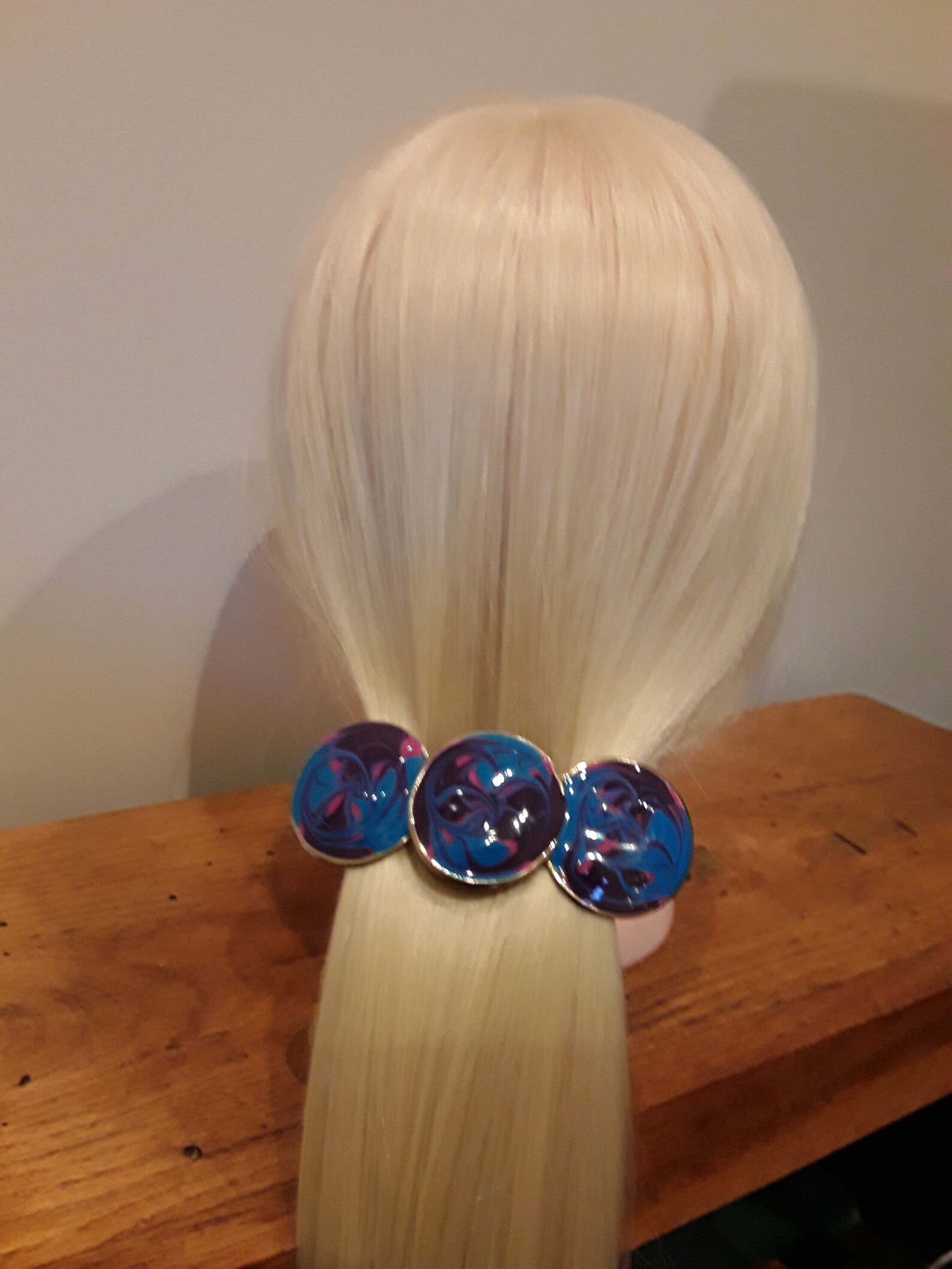 Vintage 90s Swirl Hair Clip, 80s Purple, Pink & Blue Swirls Barrette