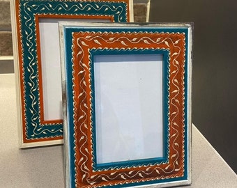 Hand Painted Boho Frame | Indian photo frame | Indian Homeware | Unique Home Decor | Colourful Home Decor | Bohemian Homeware | Boho Home