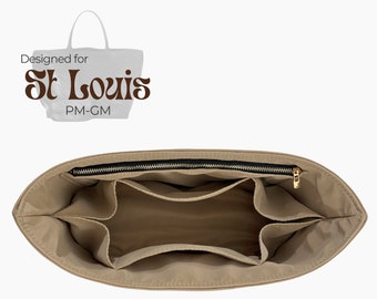 Poushy Waterproof Nylon Organizer fits Saint Louis GM - Oval Shape / Premium Fabric Insert for St Louis PM Liner Protector Bag Shaper