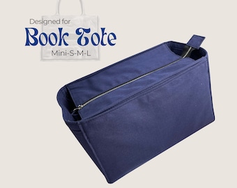 Poushy Canvas Organizer fits Book Tote / Premium Canvas Fabric Insert for Book Tote Small Medium Large Liner Protector Shaper Soft Touch