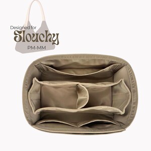 Poushy Waterproof Nylon Organizer fits Slouchy MM - Detachable Middle Pouch / Premium Fabric Insert for Slouchy PM Liner Protector Bag Shape