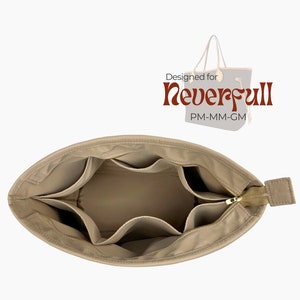 Poushy Wasserdichter Nylon-Organizer passt für Neverfull Tote - oval / Premium-Gewebeeinsatz für MM Neverfull PM Liner Screen Bag Shaper