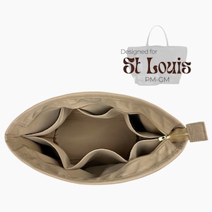 Poushy Waterproof Nylon Organizer fits Saint Louis GM - Oval Shape / Premium Fabric Insert for St Louis PM Liner Protector Bag Shaper