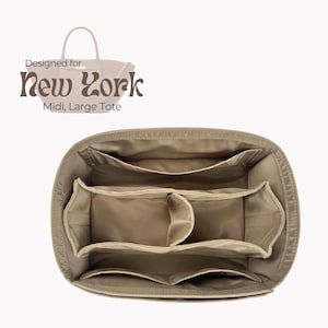 Poushy Waterproof Nylon Organizer fits the New York Tote - Zipper Pouch / Premium Fabric Insert for NY Large Tote Liner Protector Bag Shaper