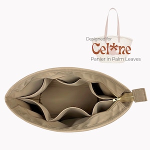 Poushy Waterproof Nylon Organizer fits Celi** Classic Panier in Palm Leaves - Oval Shape / Premium Insert for Panier Basket Bag Shaper Liner