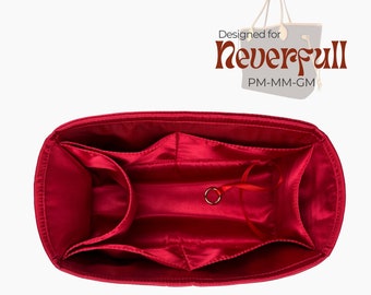 Poushy Luxury Silk Organizer fits Neverfull Tote / Premium Silk Fabric Insert for MM Neverfull PM Liner Protector Bag Shaper Soft Touch Gold
